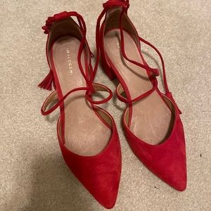 Halogen red lace up heels
